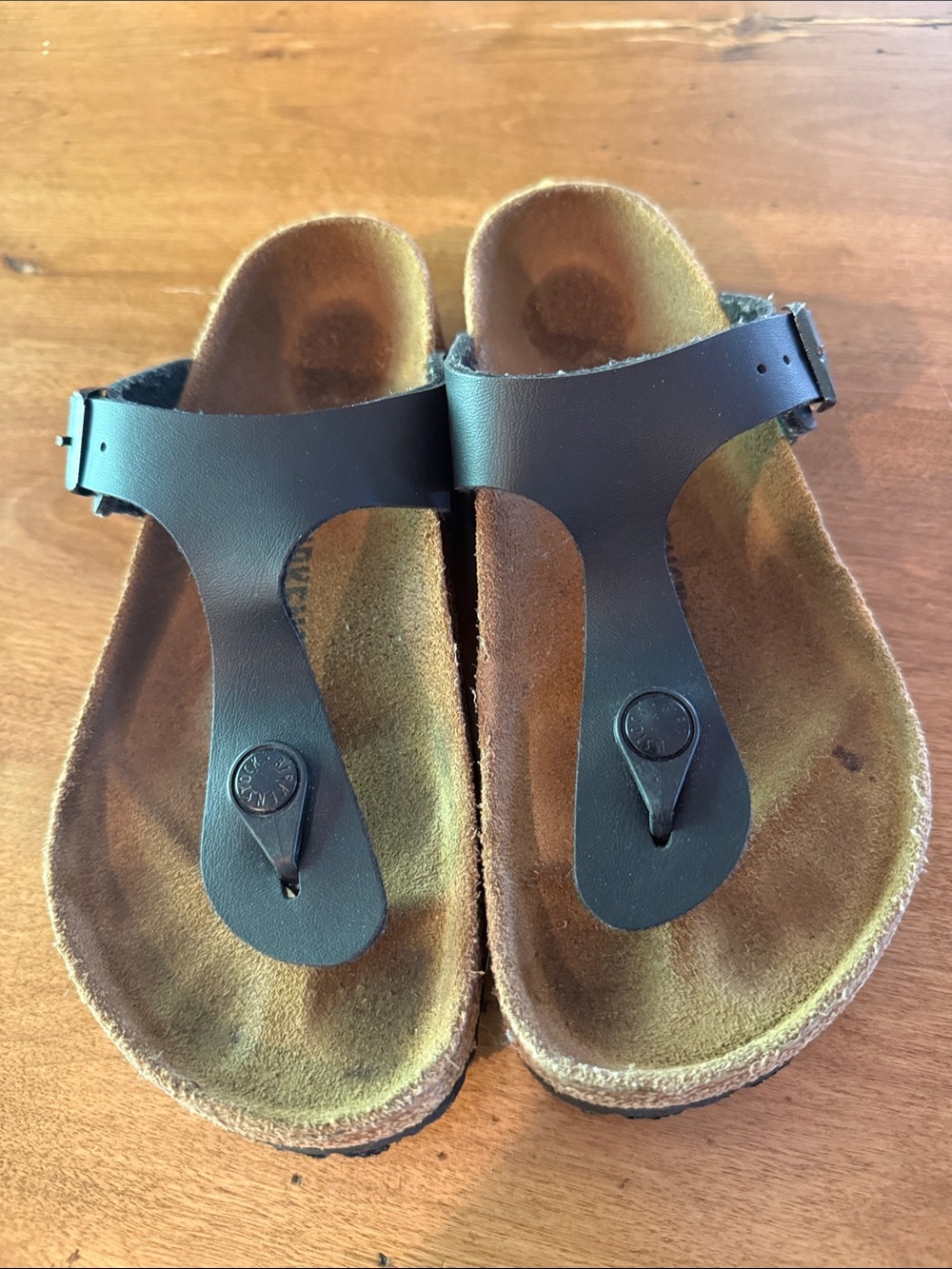 Birkenstock Black Leather Toe-Post Sandals